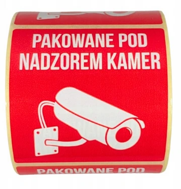 Etykieta Samoprzylepna „Pakowanie Pod Nadzorem Kamer” 75×75 mm 500 szt.webp