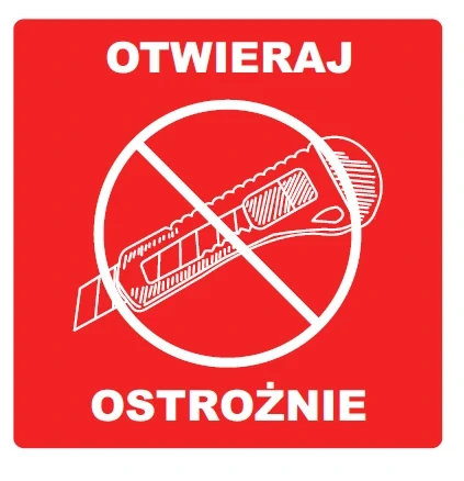 Etykiety samoprzylepne "Otwieraj ostrożnie" 500 szt. Mocny klej 75x75.webp